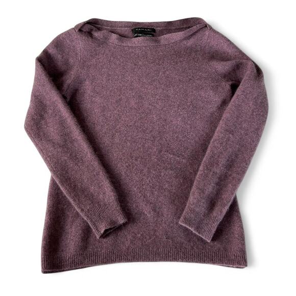 Tahari purple/ lavender 100% cashmere boatneck sweater size M - Picture 2 of 7